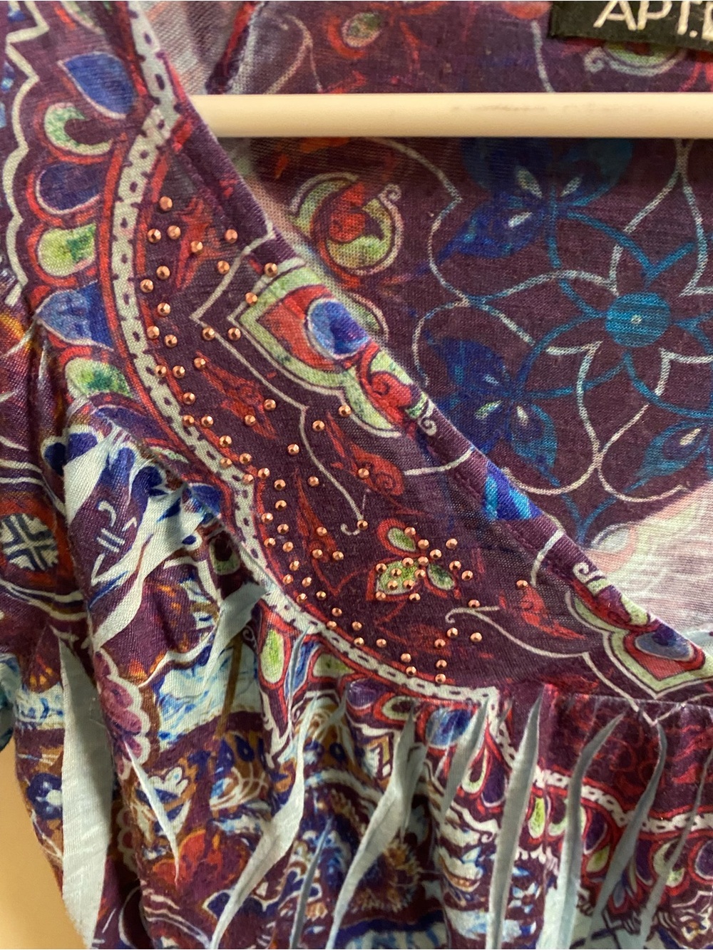 Apt 9 L Top Sublimation Blouse Blue Burgundy Large Shirt Lg Bling - Picture 3 of 7